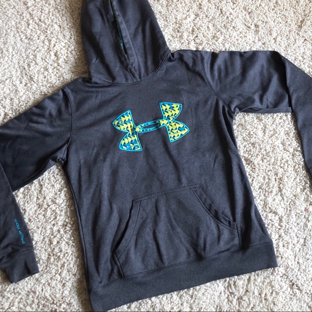 UNDER ARMOUR gray, teal, and yellow hoodie